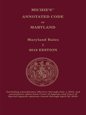 cover image of Maryland Court Rules Annotated
